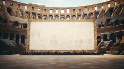 Large picture frame in the centre of the colosseum