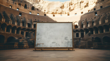 Large picture frame in the centre of the colosseum - obrazy, fototapety, plakaty