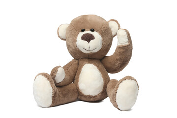 Cute teddy bear isolated on white. Child`s toy