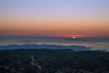 Amazing view from the top of Pantokrator mountain in Corfu, Greece