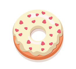 Donut in white glaze vector concept