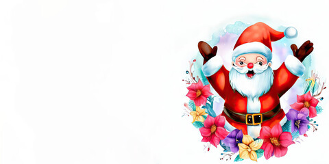 Joyful Christmas Gift Illustration, Santa Claus, Generative AI