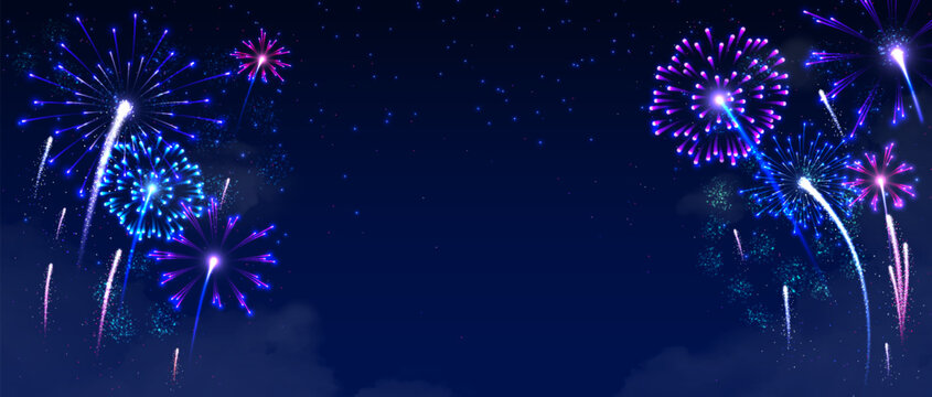 Festival fireworks at sky vector background