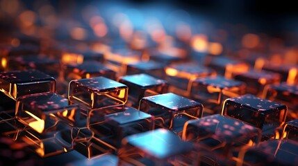 Fototapeta premium Neon Hexagon Fusion: Dynamic Tech Graphic Background