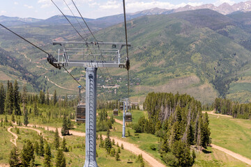 Vail Mountain Gondola on Summer Day, Vail Mountain Green Landscape, Chair Lift Alternative