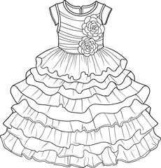 Tiered Dress coloring pages vector animals