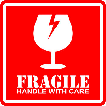 Fragile handle with care sticker vector