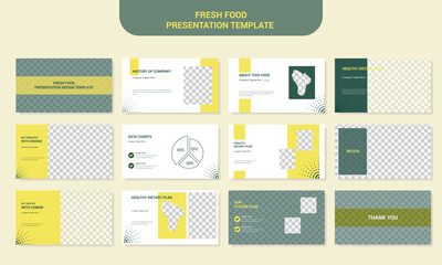 Vector elegant fresh food presentation slide template design set