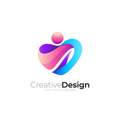 People logo with medical design template, social logos, love