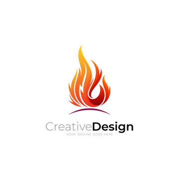 Fire logo template, Abstract fire logo and 3d colorful