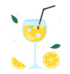 Orange cocktail with ice vector concept