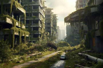 Fototapeta na wymiar city ​​after apocalypse 3d rendering