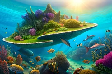 coral reef and fish generated ai
