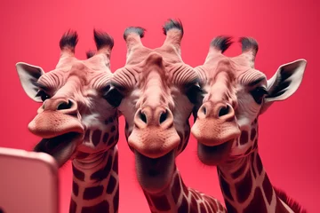 Schilderijen op glas giraffe animal selfie smile 3d rendering © Adja Atmaja