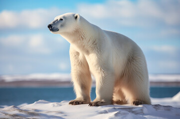 Plakat Polar bear in its natural habitat in the Arctic Circle. AI generated