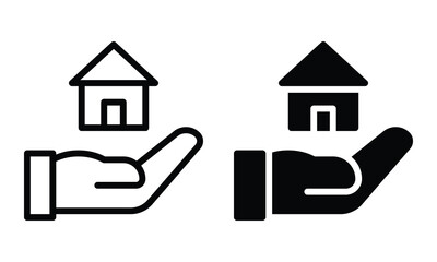 House care icon with outline and glyph style.