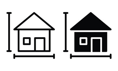 House size icon with outline and glyph style.
