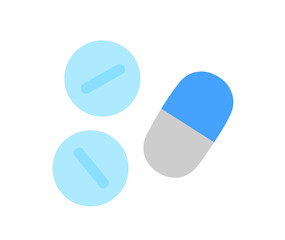 シンプルな青い錠剤のイラスト