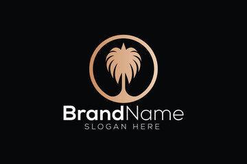 Fototapeta premium Minimal Awesome Trendy palm tree Logo design vector template