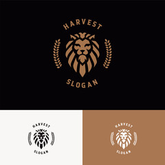 Harvest Logo design template with lion head mascot