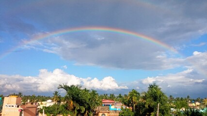 rainbow over the village