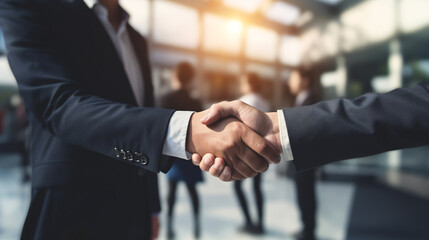 Businessman handshake for finishing successful meeting. Handshake for business deal. 