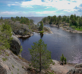 Fototapeta na wymiar Islands on Ladoga lake