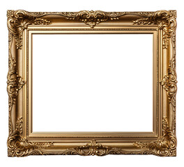 Antique carved gilded frame. Carved gilded frame on isolated background, Neoclassical full picture frame. 