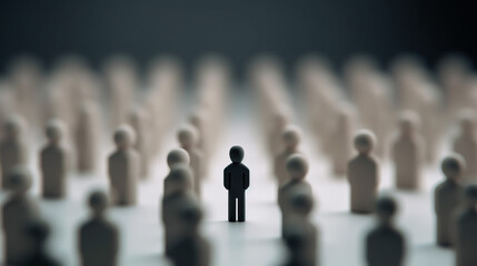 The magnet selects one person from the row. Finding the best recruiting candidate. Human resources. Search for the right person. Poaching an employee to your company