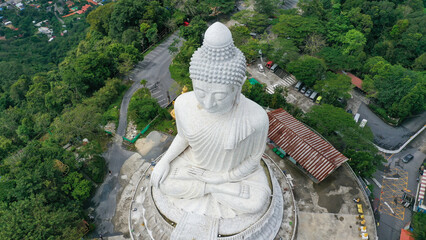 aerial photography white great Phuket's Big Buddha. Phuket's Big Buddha is one of the island's most important and revered landmarks on the island.