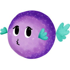 Colorful Puffer Fish Drawing: Underwater Marine Life Illustration