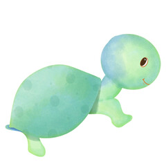 Adorable Turtle Cartoon: A Playful Marine Character Illustration in a Lively Underwater Scene, Perfect for Child-Friendly Artwork