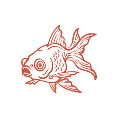 Fototapeta premium Hand drawn goldfish line art. Goldfish vector illustration