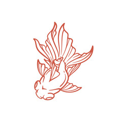 Hand drawn goldfish line art. Goldfish vector illustration