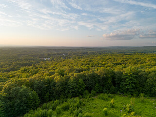 Case Mountain in Manchester CT Golden Hour Sunset at Summit Closeup Aerial