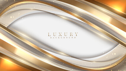 Luxury white and gold abstract background with glitter light effect decoration.