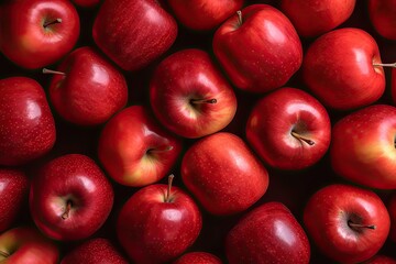 Many organic red apples. Fresh fruits background. Refreshment in season