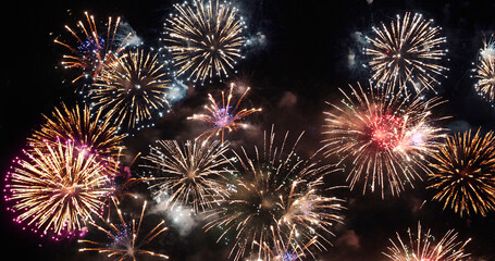 Green Firework celebrate anniversary happy new year 2024, 4th of july holiday festival. Green...