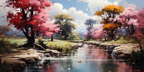 illustration of dreamlike gardens by generative AI