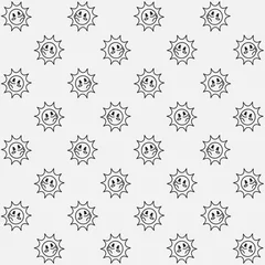 Deurstickers Cute Retro Sun Character Seamless Pattern © Nobi Kurniawan