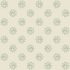 Cute Retro Sun Character Seamless Pattern