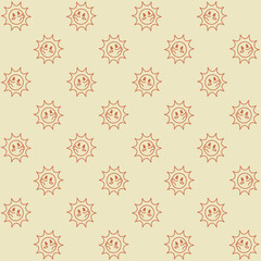 Cute Retro Sun Character Seamless Pattern