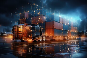 Business logistics and transportation concept of a container cargo background. Generative AI