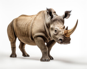 Fototapeta premium a rhinoceros jumping on isolate white background Generative ai