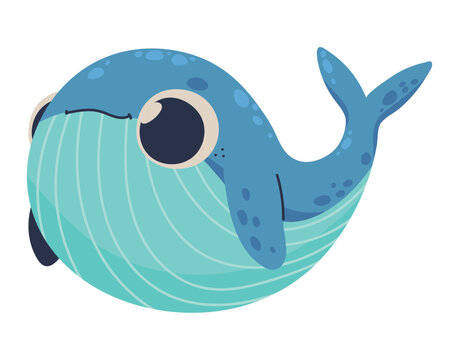cute whale sea life cartoon icon