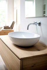 Fototapeta na wymiar modern bathroom sink and faucet. Created with Generative AI technology. 