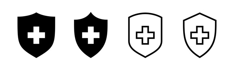 Health insurance icon set illustration. Insurance document sign and symbol