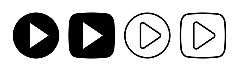 Play Icon set illustration. Play button sign and symbol