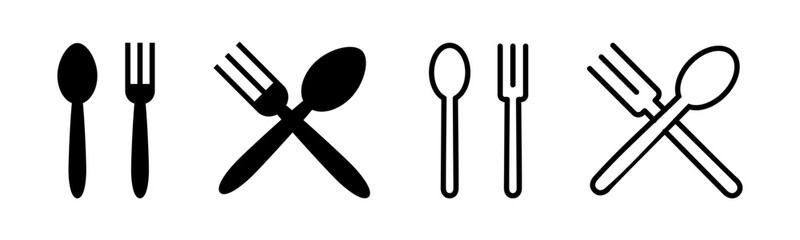 spoon and fork icon set illustration. spoon, fork and knife icon vector. restaurant sign and symbol