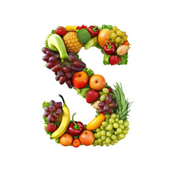 Naklejka na ściany i meble Alphabet or letter s from fresh vegetables and fruits